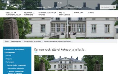 Kirkkonummen kunnan vuokrattavat kokous- ja juhlatilat