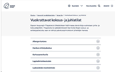 Espoo, vuokrattavat kokous- ja juhlatilat